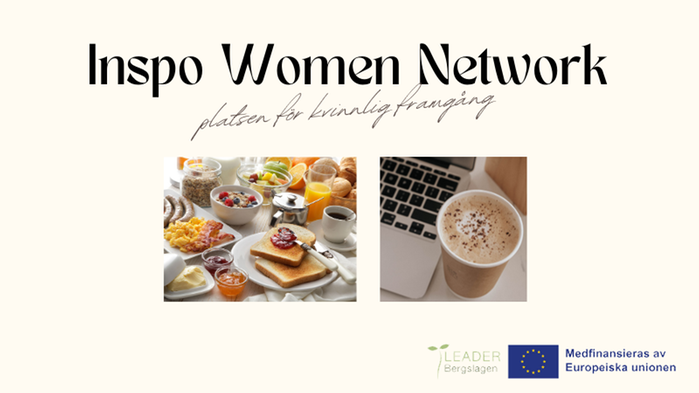 Collage med loggor och små bilder på kaffemugg och frukost.